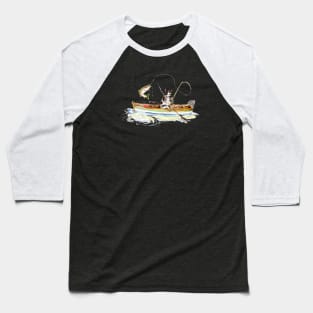 Cat Fishing on a Boat Baseball T-Shirt